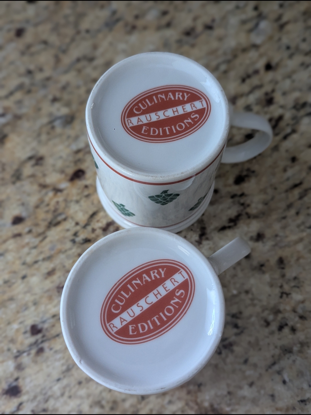 Rauschert Ceramic White Vegetable Motif Artichoke Mugs - Set of 2 - Picture 4 of 6